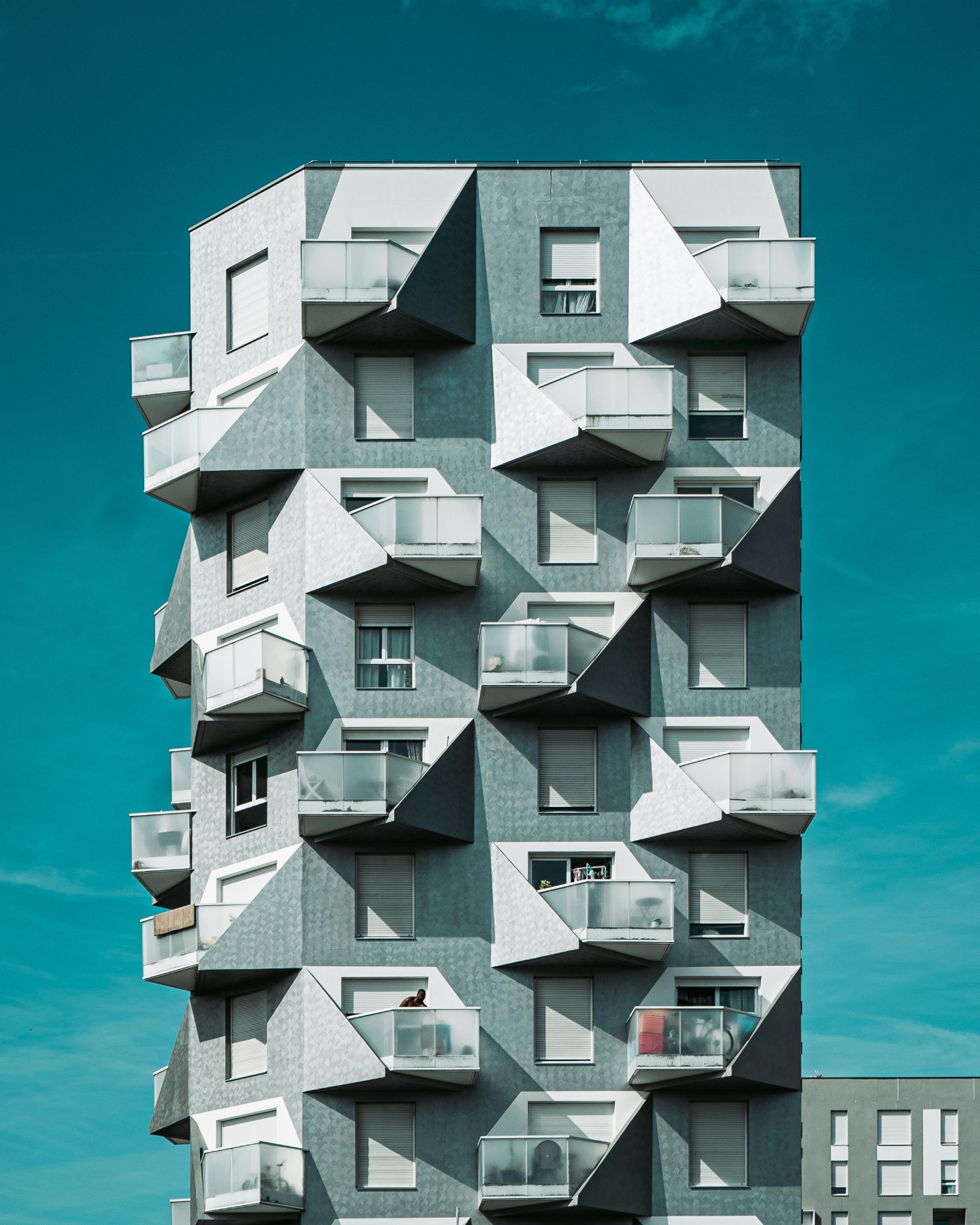 Apartment building with projecting balconies